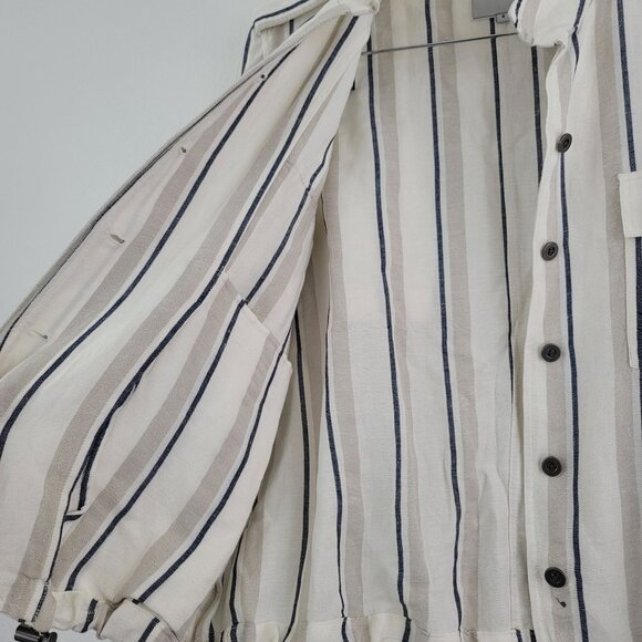 Rails Coco Stripe Linen Utility Military Jacket Womens Sz S Minimalist Layering - Picture 14 of 16